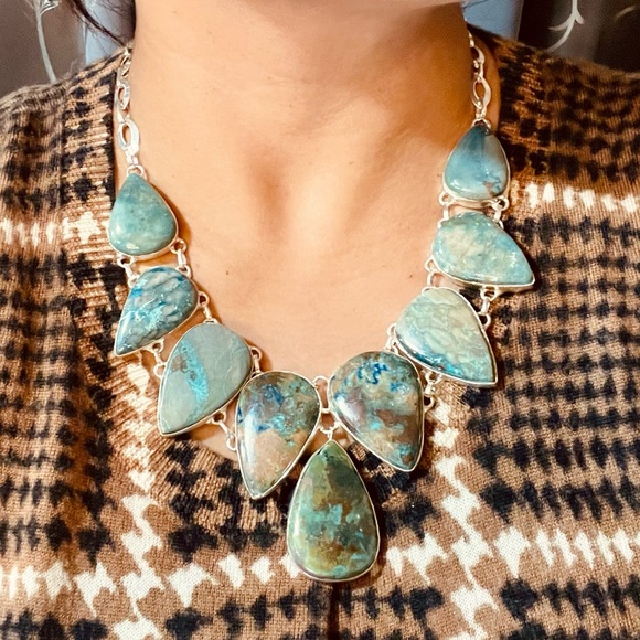 Blue Green Chrysocolla “The Teaching Stone” Necklace 18”-19” Adjustable - Picture 11 of 12